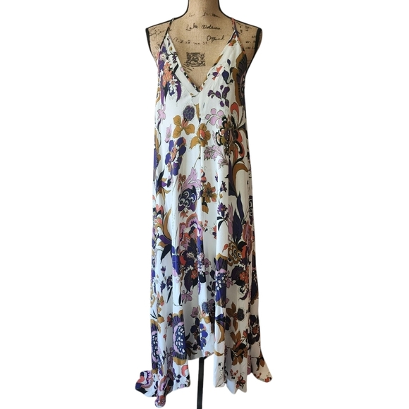 Reiss Mabel Floral Hankerchief Hem Asymmetrical Sundress Spaghetti Straps - 10 - Picture 4 of 11